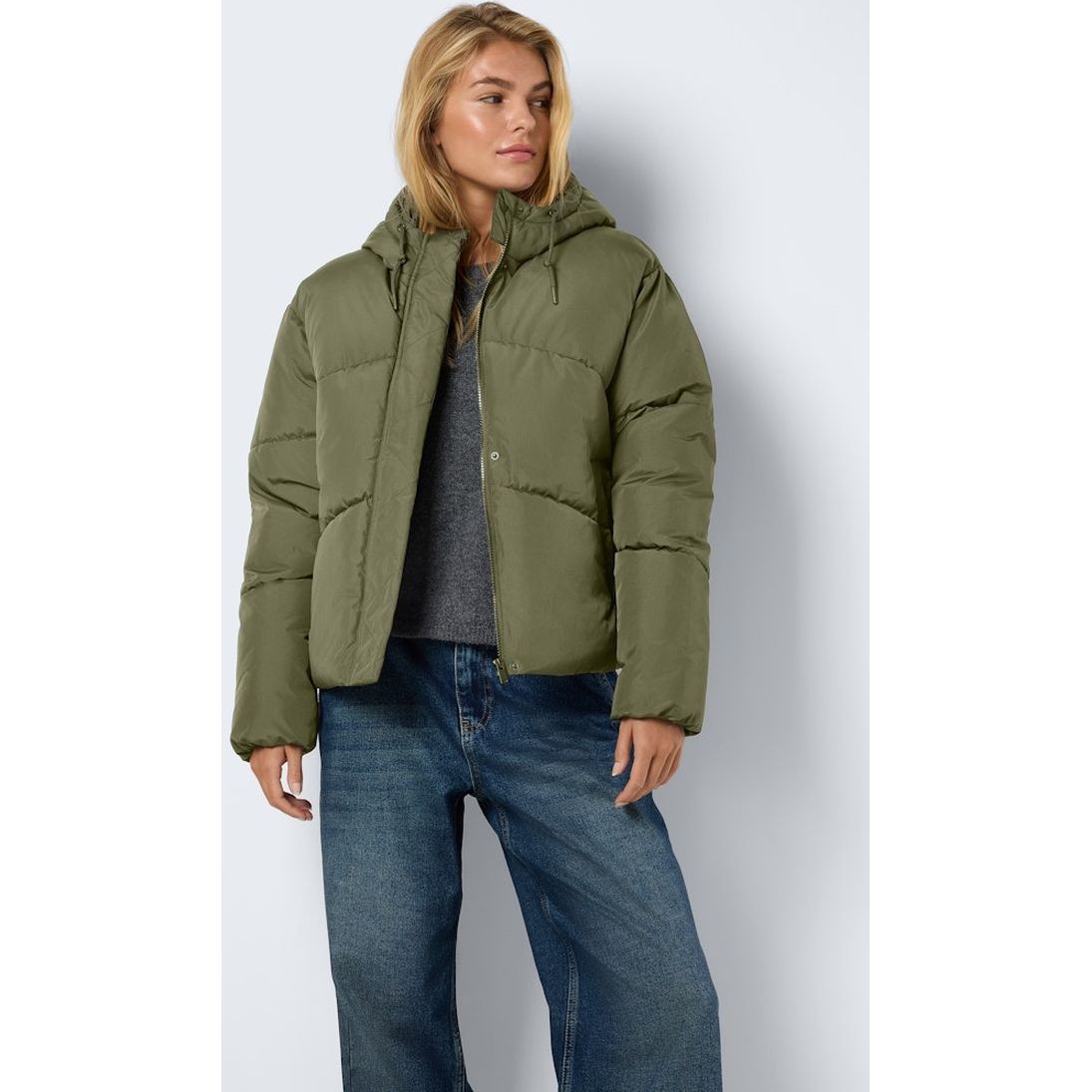 NOISY MAY Pūkinė striukė moterims, Chaki, Tenna short jacket 7