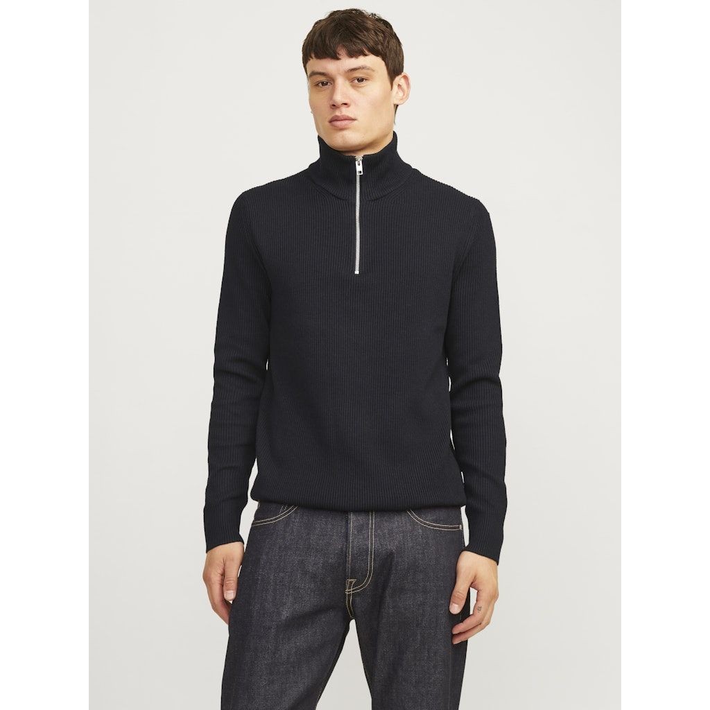 JACK & JONES Megztinis vyrams, Juoda, Perfect knit half zip 6