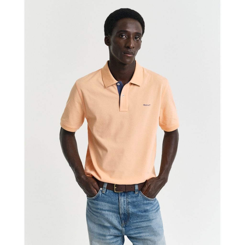 GANT Polo marškiniai trumpos rank. vyrams, Oranžinė, Reg contrast pique SS polo 2