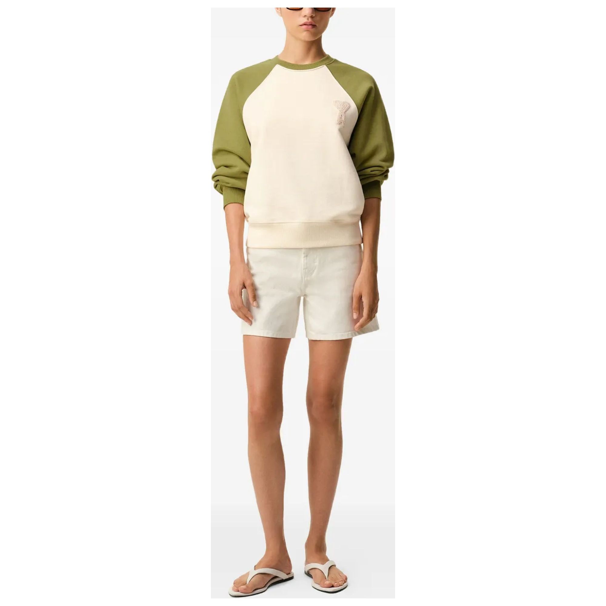 AMI PARIS Sportinis nertinis, Balta, Boxy fit crewneck 3