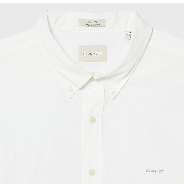 GANT Marškiniai vyrams, Balta, SLIM PINPOINT OXFORD SHIRT 3