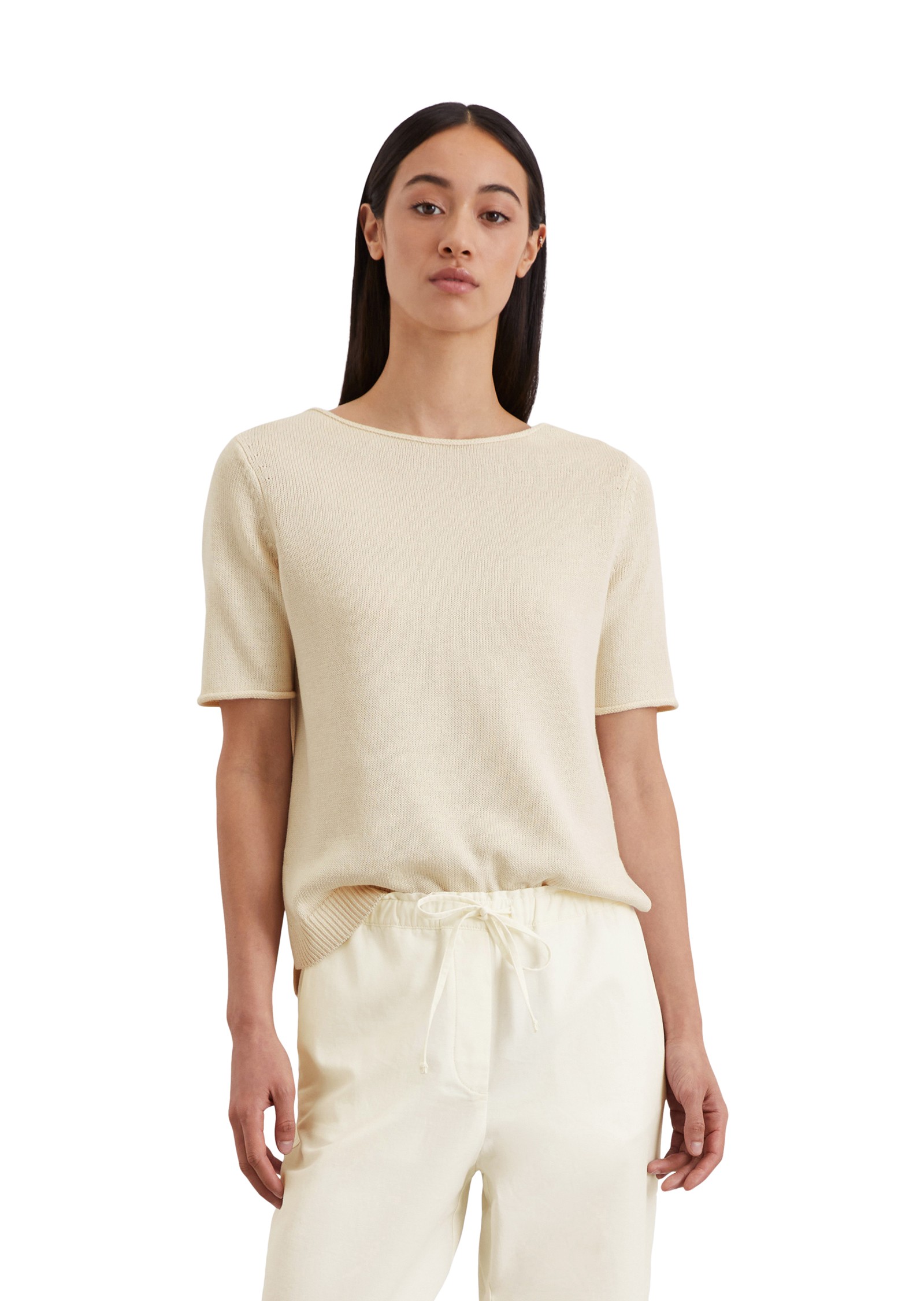 MARC O'POLO Marškinėliai trump. rankovėmis moterims, Smėlio, Tshirts sh M03501162025 2