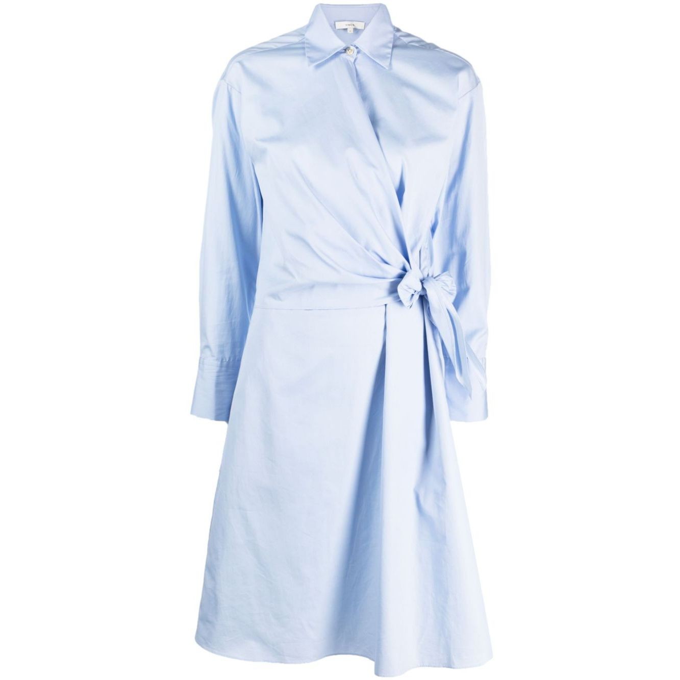 VINCE Midi suknelė moterims, Mėlyna, Long sleeve wrap shirt dress