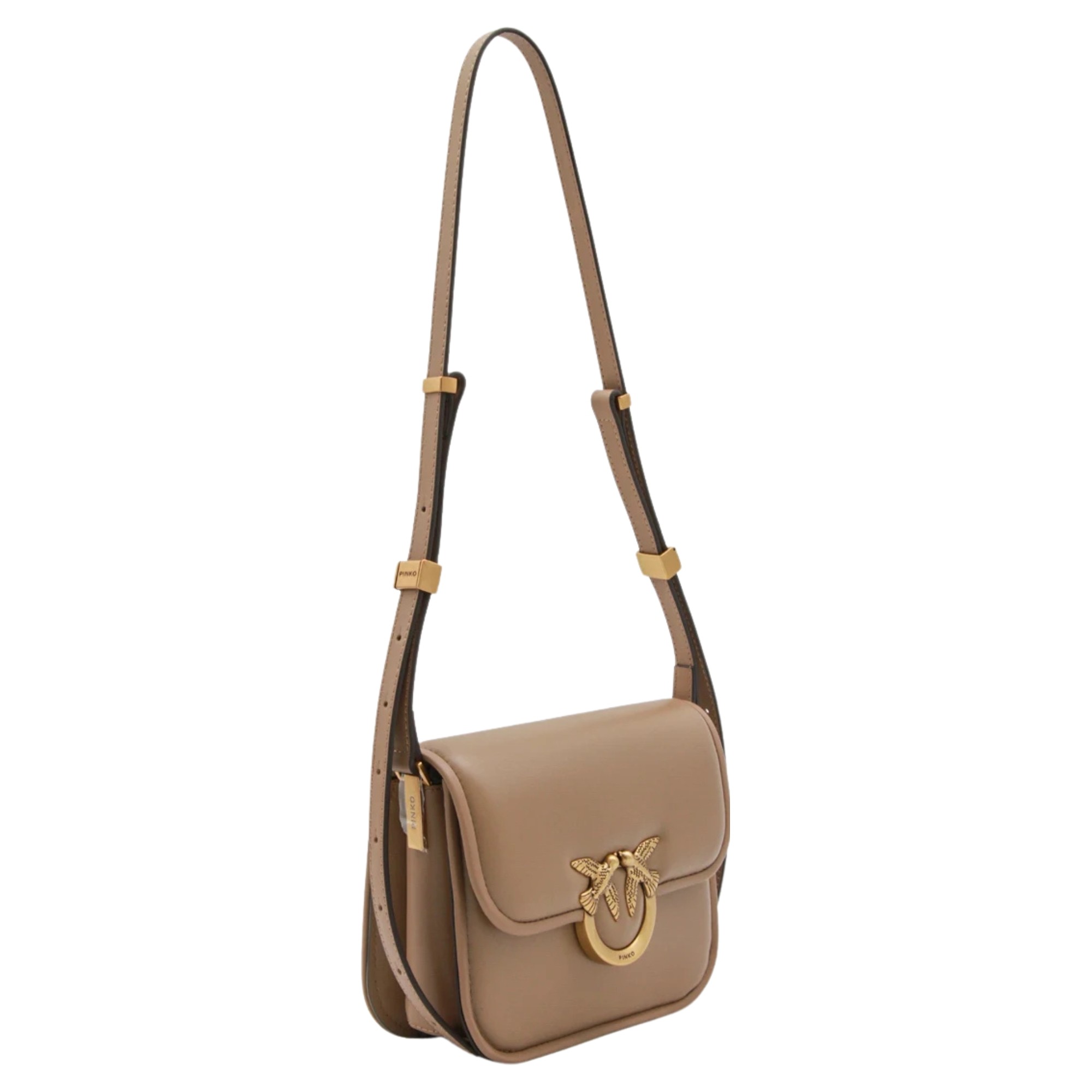 PINKO Rankinė per petį moterims, Ruda, Love box bag fl mini nappa + v 3