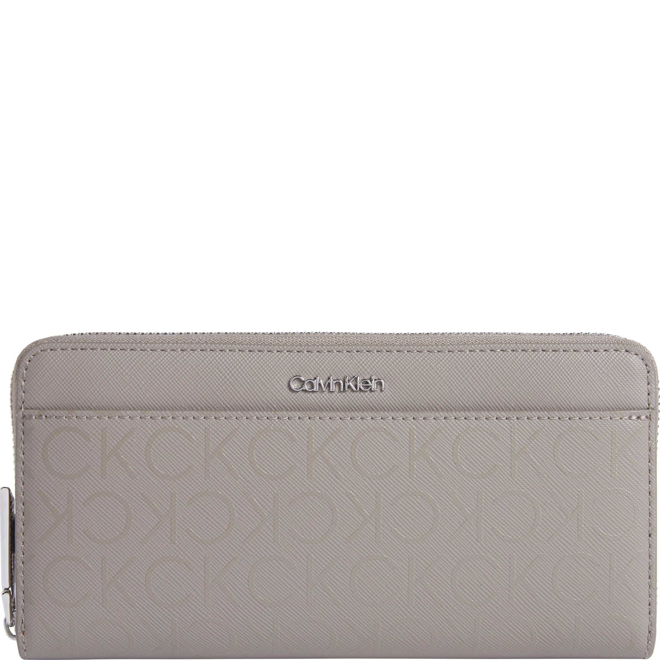 CALVIN KLEIN Piniginė moterims, Pilka, Must zip around wallet 1