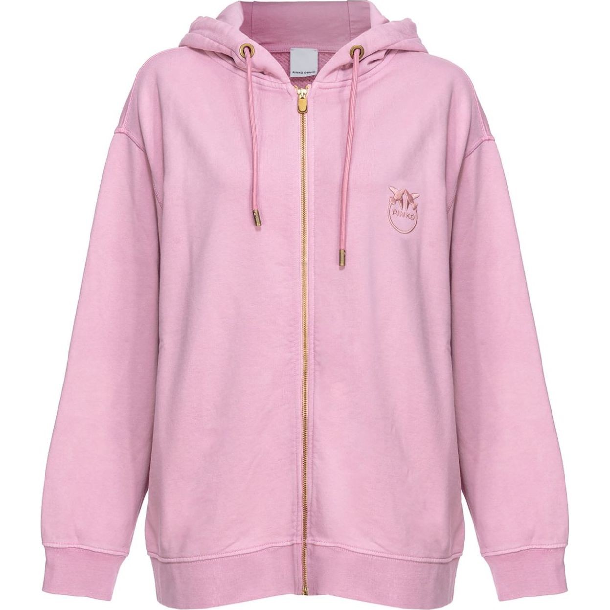 PINKO Džemperis moterims, Rožinė, Embroidered zip-up hoodie 1