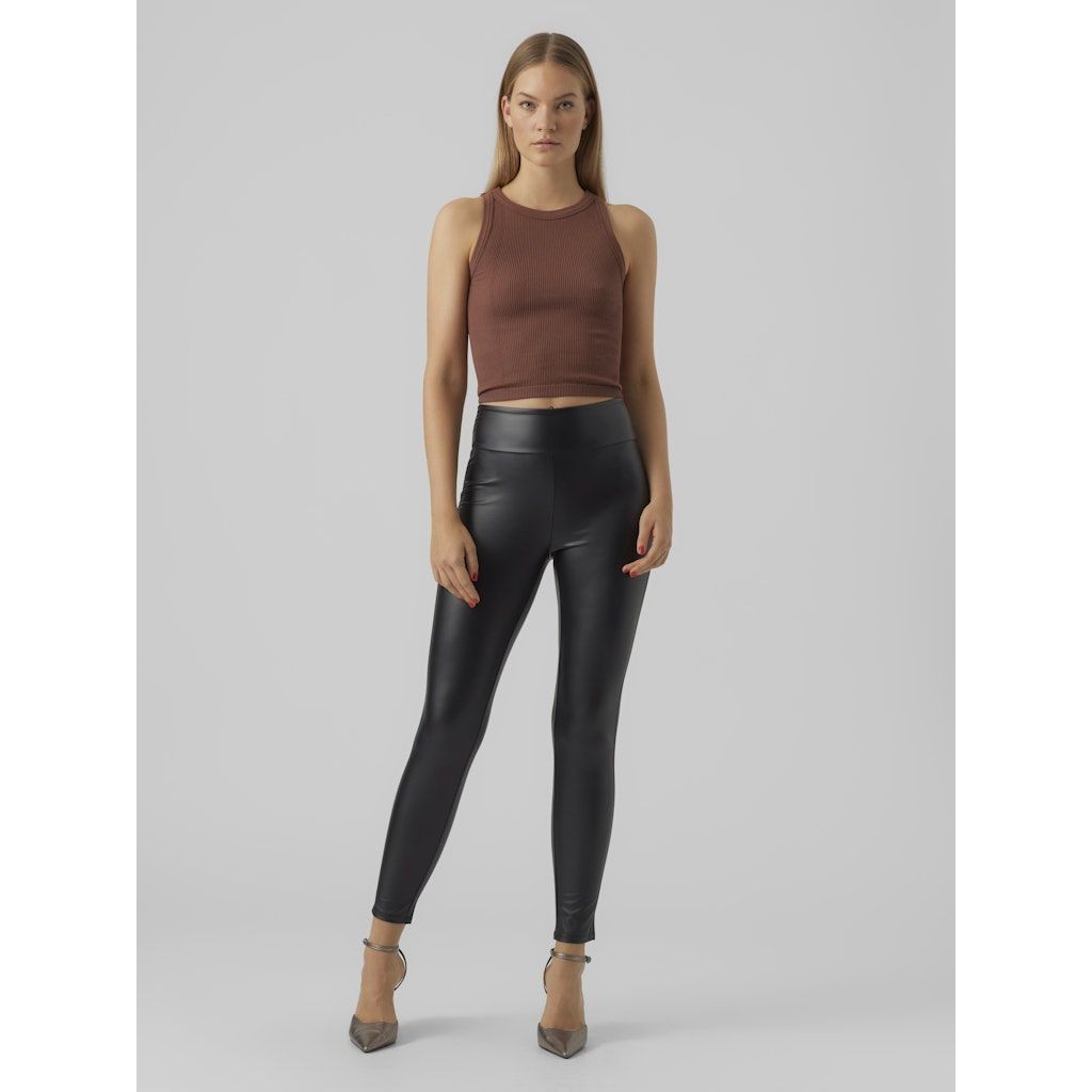 VERO MODA Odinės kelnės moterims, Juoda, Suella coated legging 3