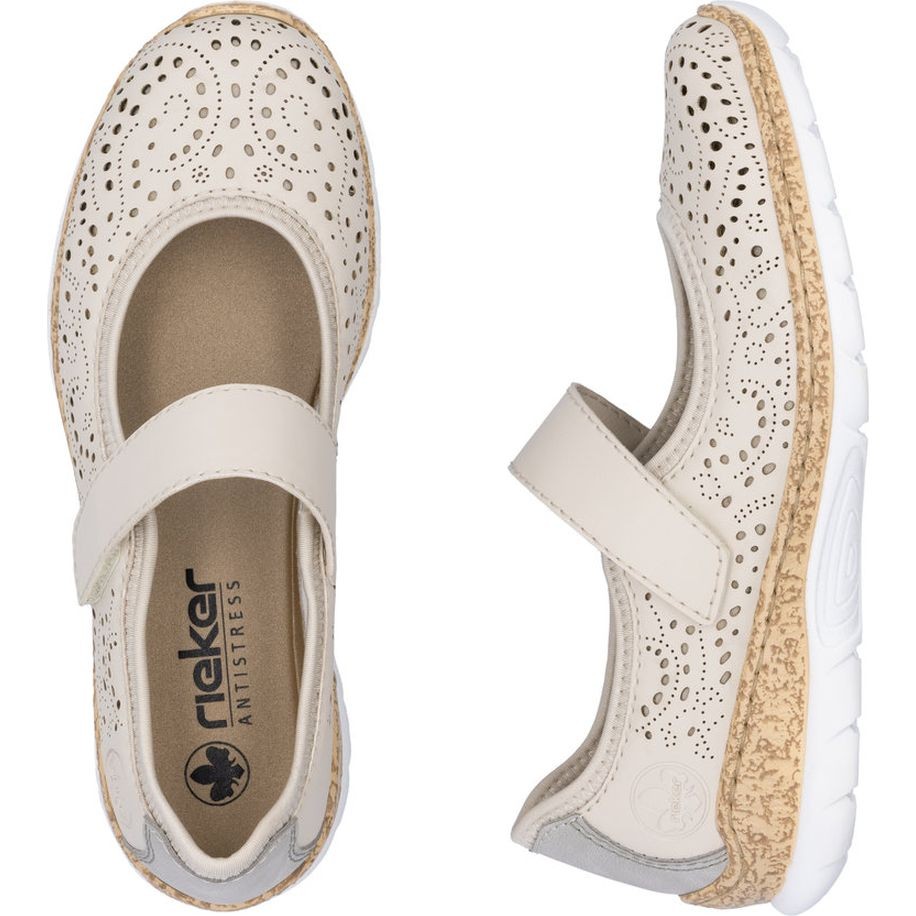 RIEKER Balerinos moterims, Smėlio, Ballerina with strap 8