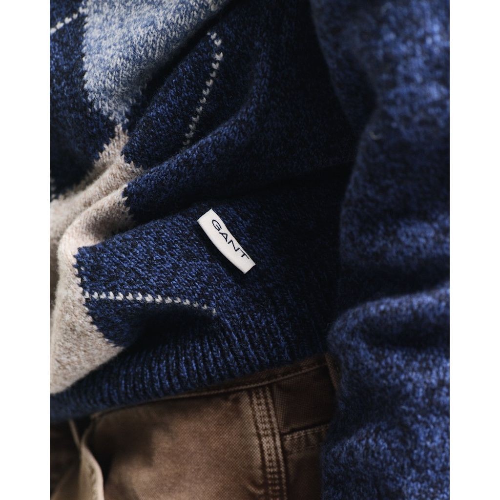 GANT Megztinis vyrams, Mėlyna, Argyle c-neck sweater 4