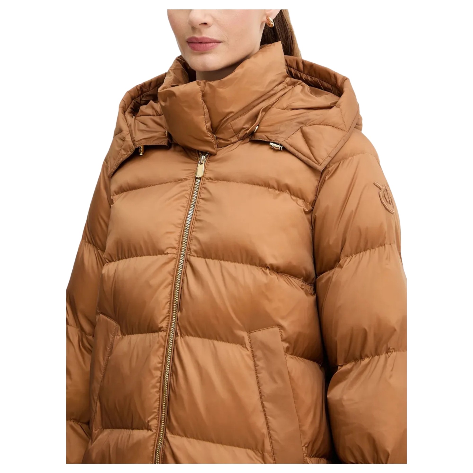 PINKO Pūkinė striukė moterims, Smėlio, Calzone coat 2
