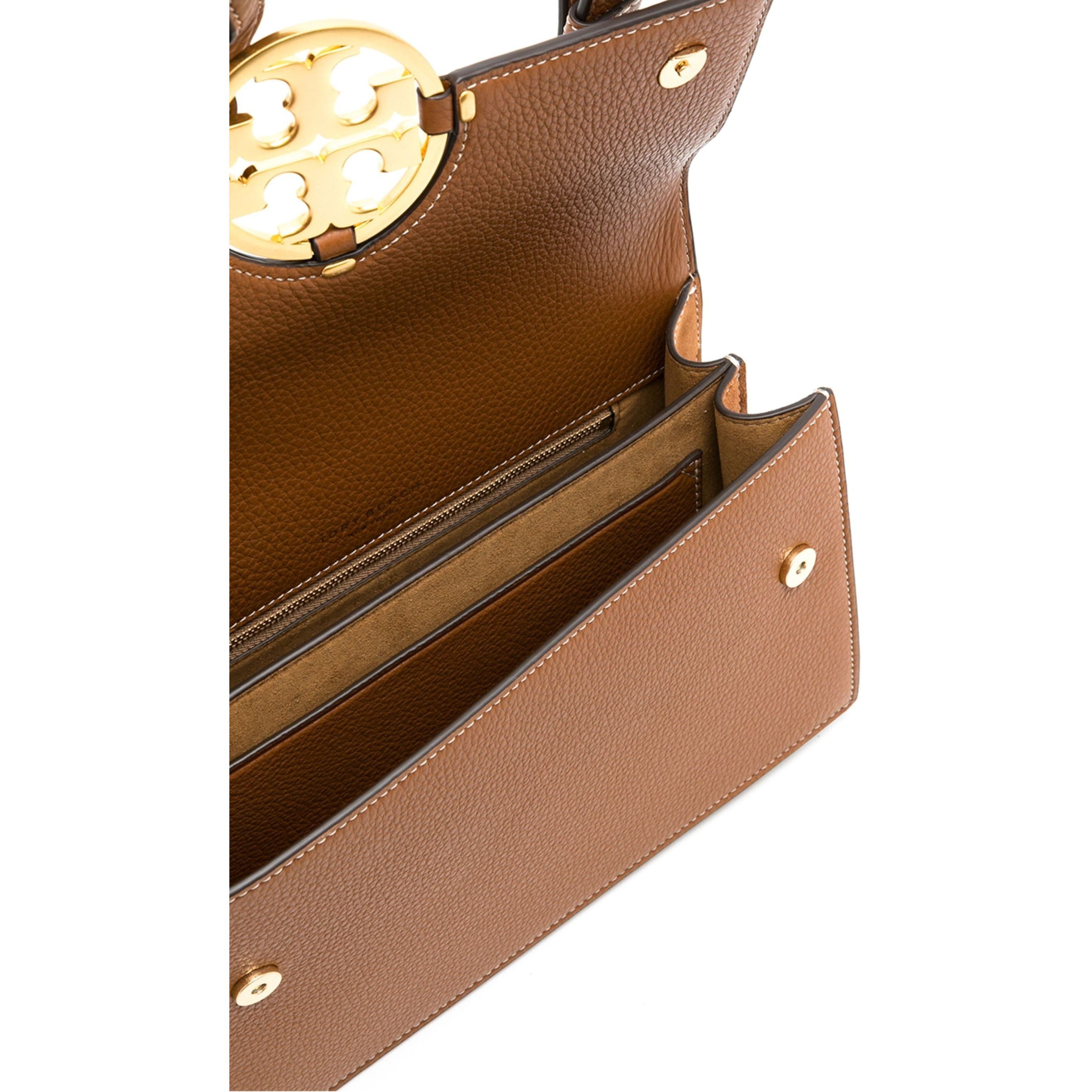 TORY BURCH Rankinė per petį moterims, Ruda, Miller flap shoulder bag 4