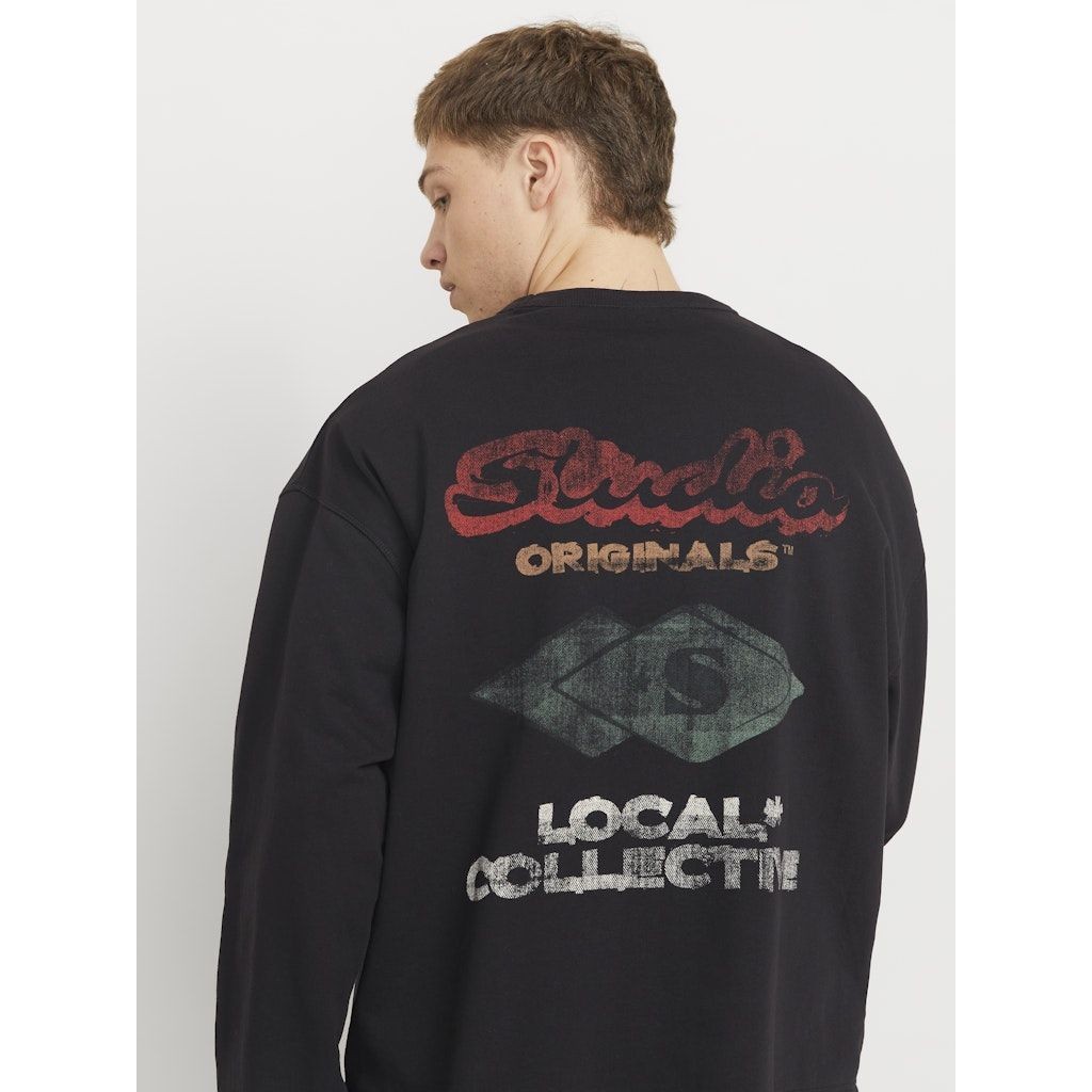 JACK & JONES Megztinis vyrams, Juoda, Retiro back sweat 4