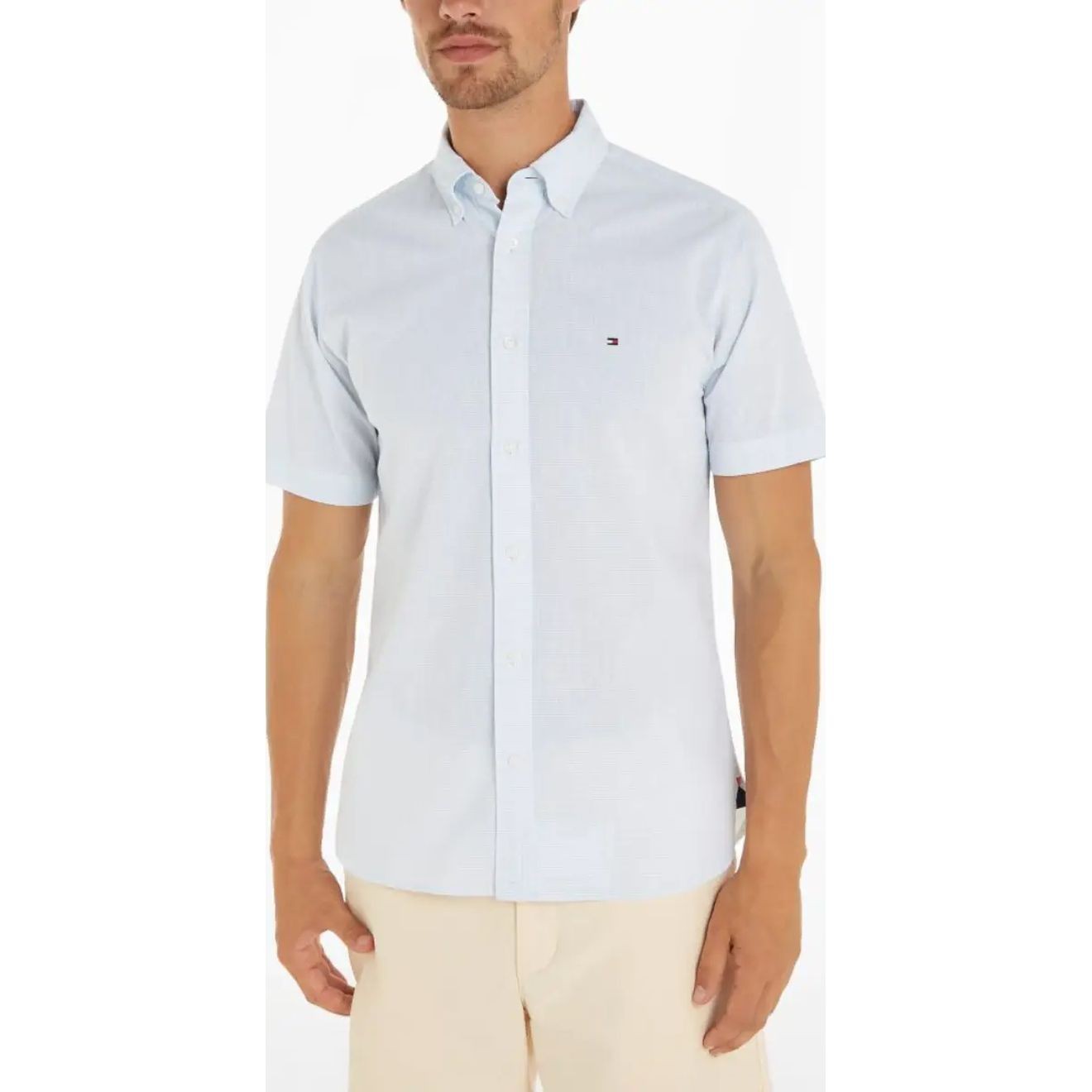 TOMMY HILFIGER Marškiniai trump. rankovėmis vyrams, Mėlyna, W-co/li  solid rf shirt s/s 3