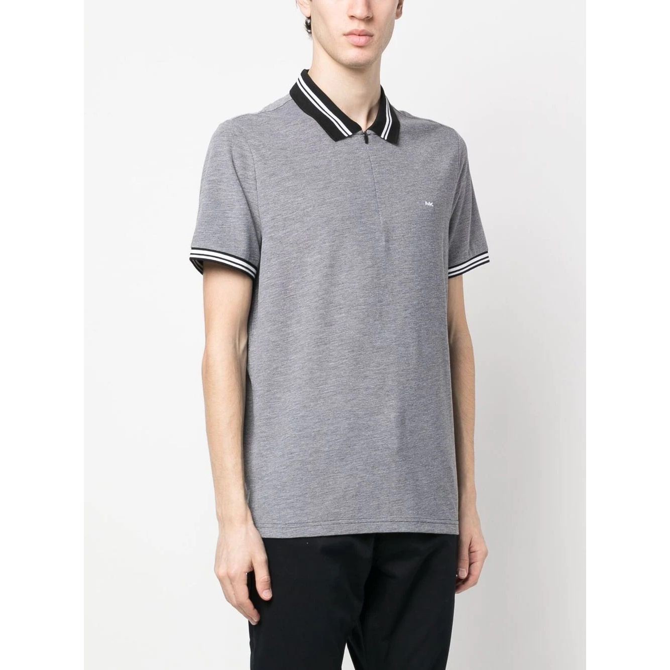 MICHAEL KORS Polo marškiniai trumpos rank. vyrams, Juoda, Birdseye zip polo 2