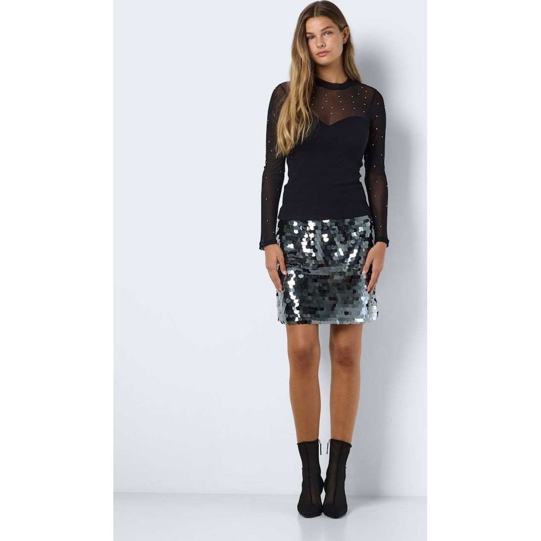 NOISY MAY Palaidinės moterims, Juoda, Maya mix detail top 2