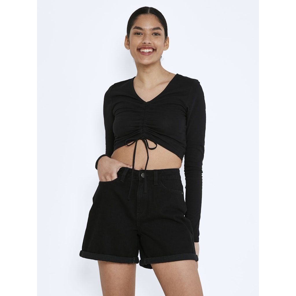 NOISY MAY Šortai moterims, Juoda, NMSMILEY NW SHORTS VI 7