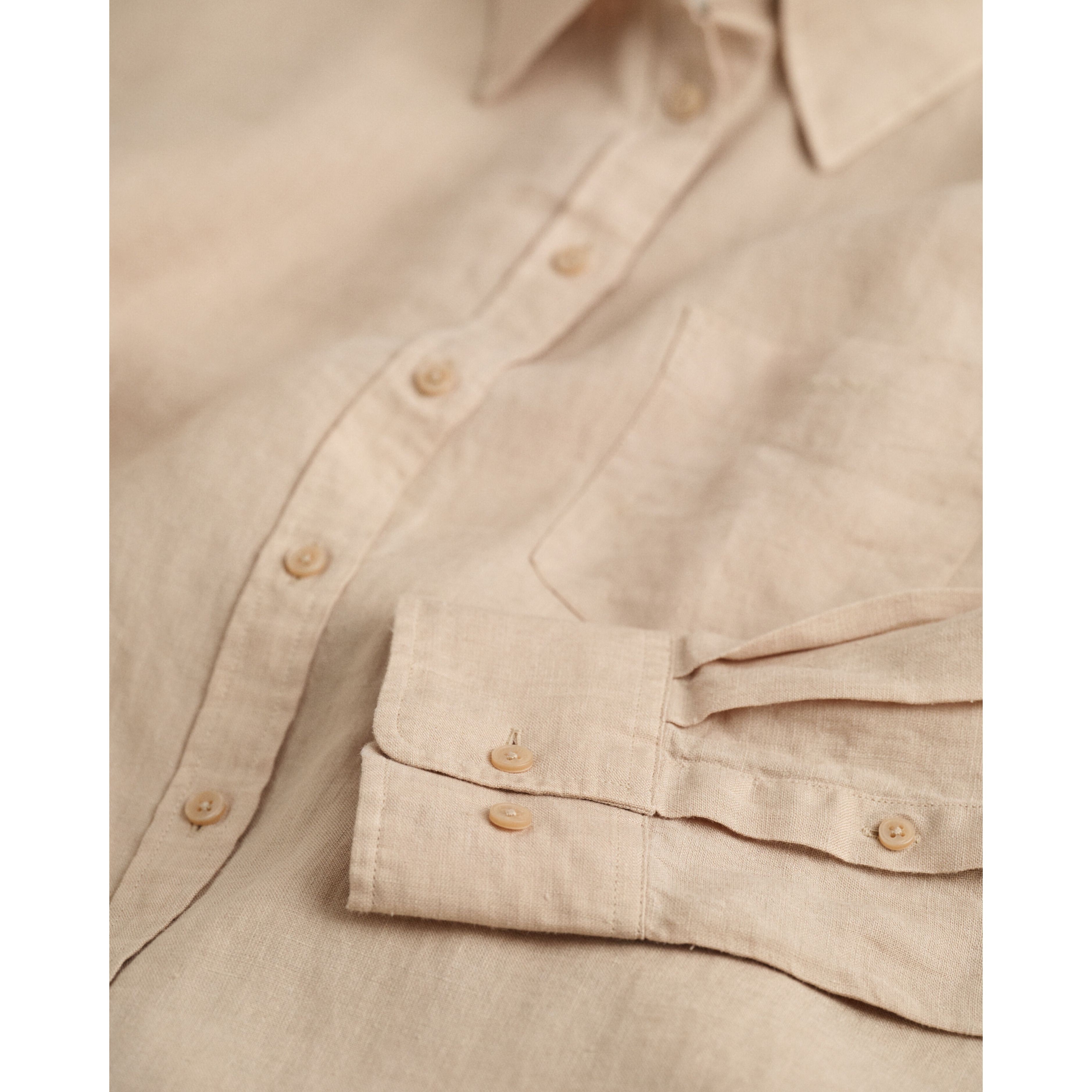 GANT Marškiniai moterims, Smėlio, REL LINEN SHIRT 3