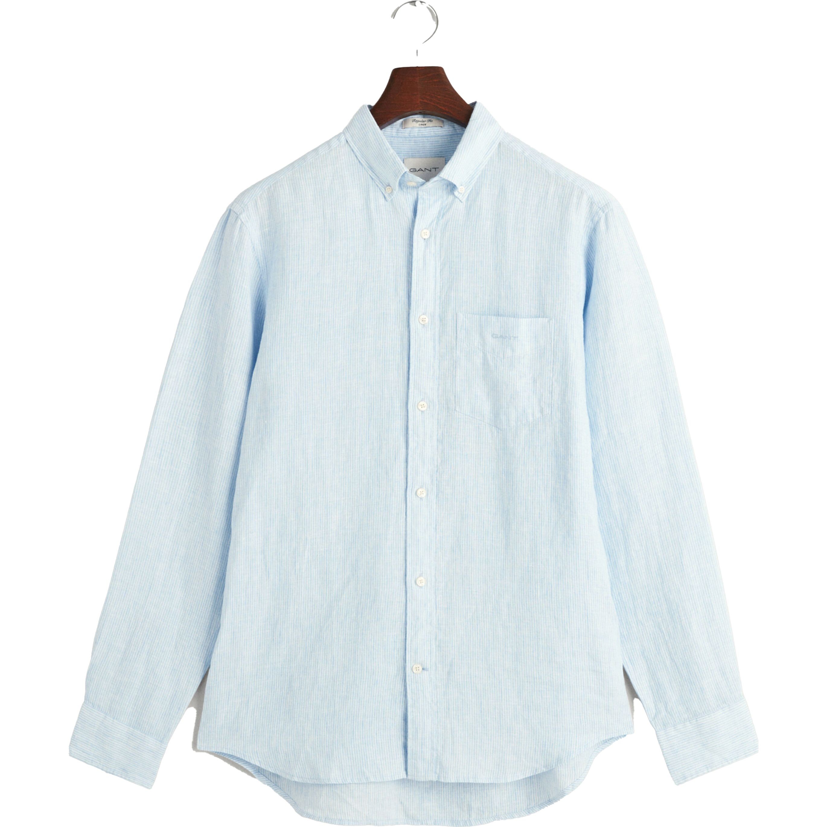 GANT Marškiniai vyrams, Mėlyna, REG LINEN STRIPE SHIRT 1