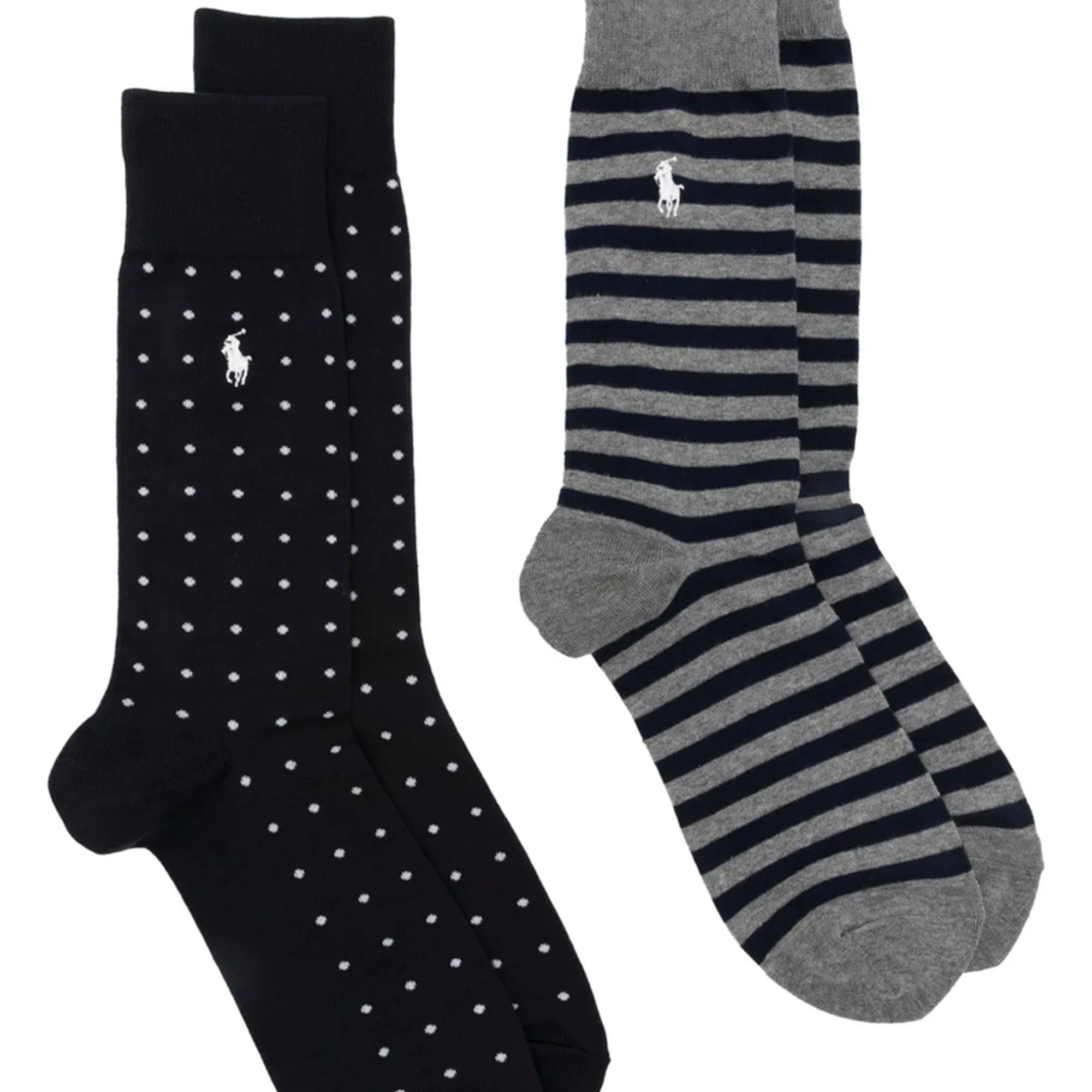 POLO RALPH LAUREN UW Kojinės vyrams, Mėlyna, Dot stripe-crew-2 pack 1