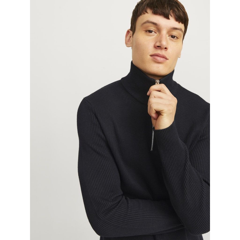 JACK & JONES Megztinis vyrams, Juoda, Perfect knit half zip 4