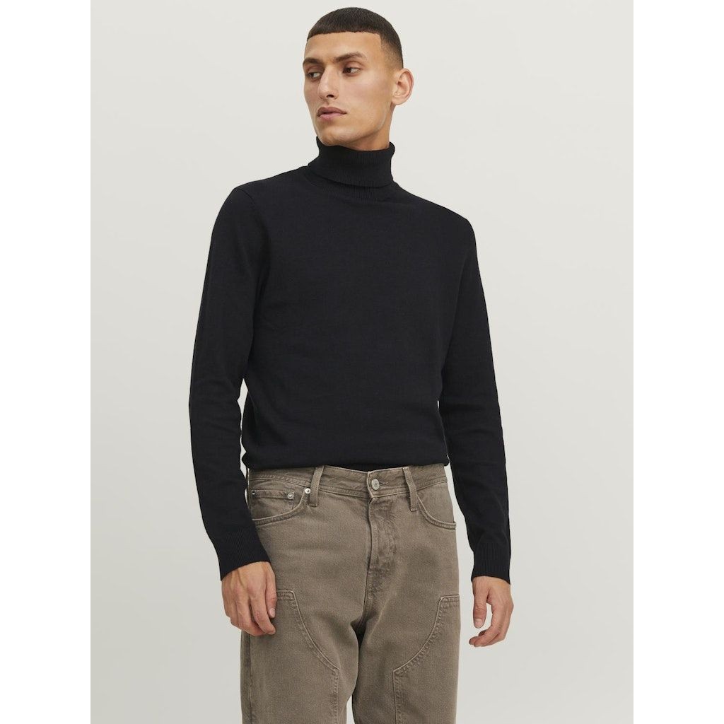 JACK & JONES Megztinis vyrams, Juoda, JJEEMIL KNIT ROLL NE 3