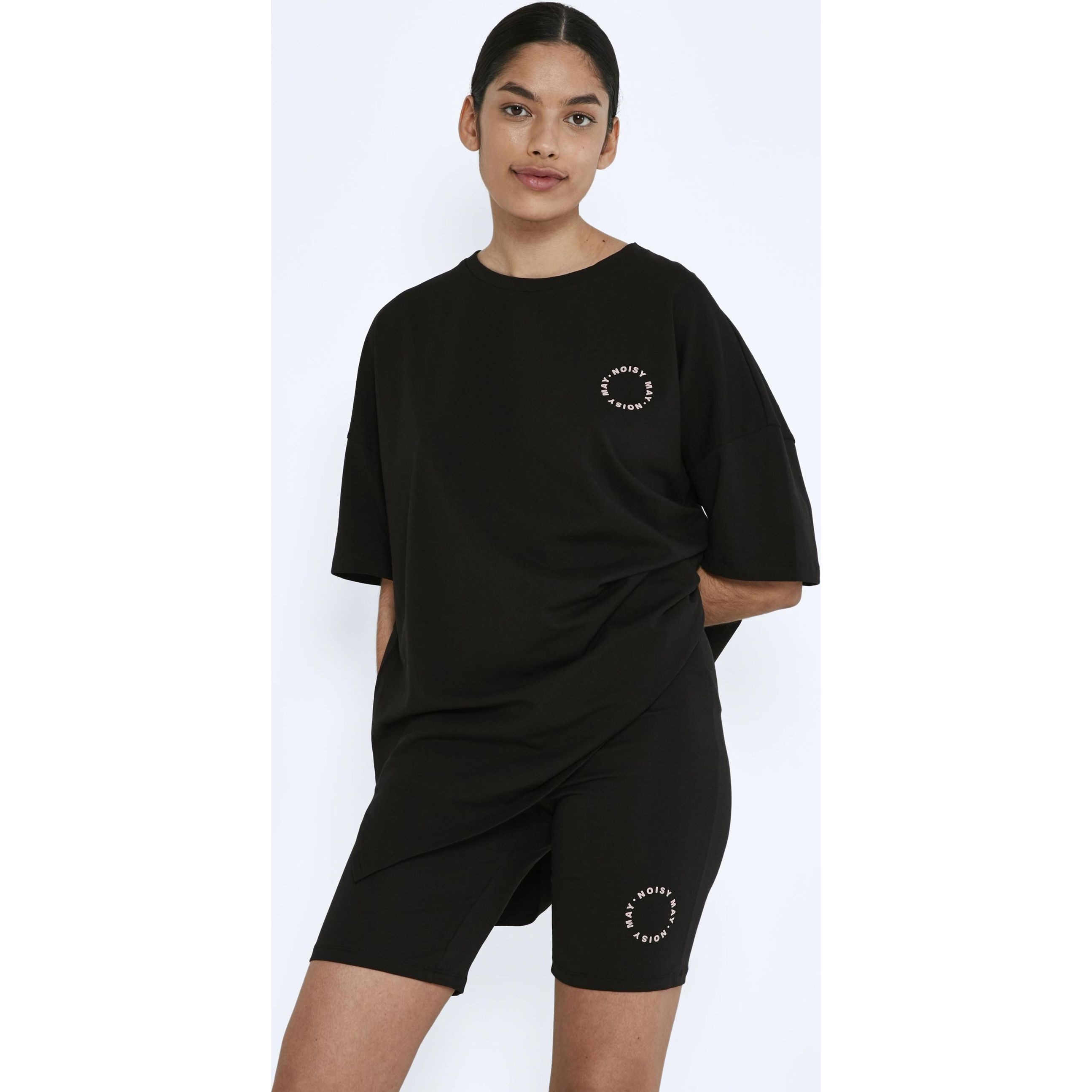 NOISY MAY Šortai moterims, Juoda, NMKERRY HW LOGO SHORT 7