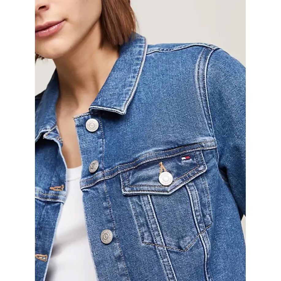 TOMMY HILFIGER Džinsinis švarkas moterims, Mėlyna, Dnm slim jacket mel 3