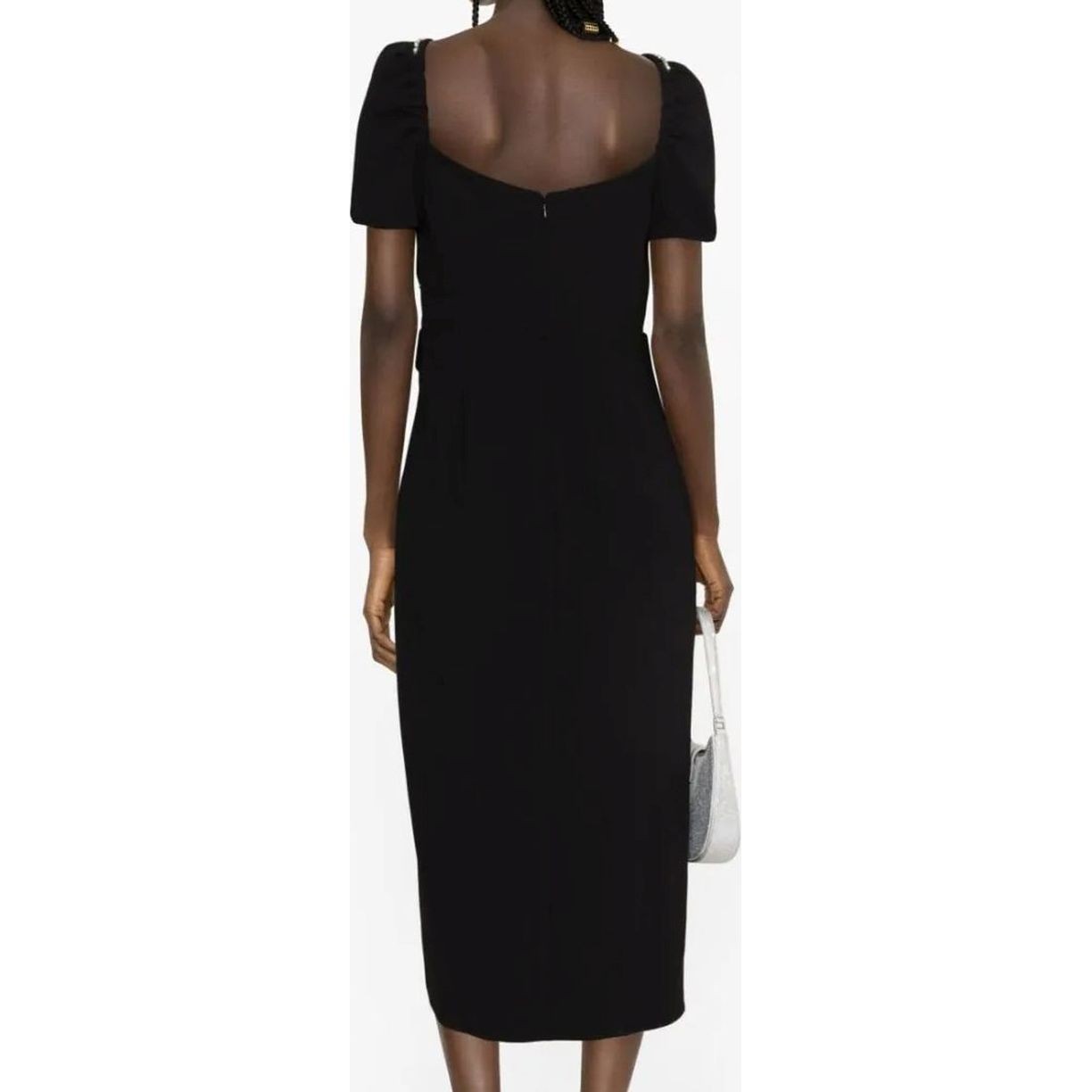 SELF PORTRAIT Midi suknelė moterims, Juoda, Black diamante bust midi dress 4