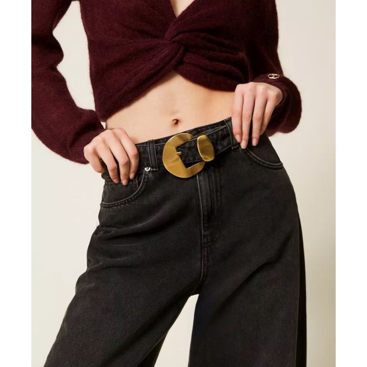 TWINSET Platūs džinsai moterims, Juoda, Wide leg trousers 3