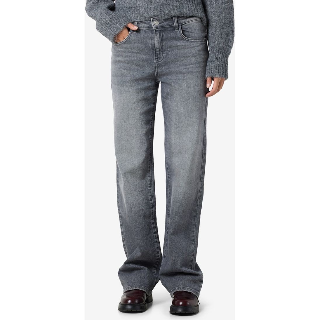 NOISY MAY Platūs džinsai moterims, Pilka, Yolanda wide jeans 5