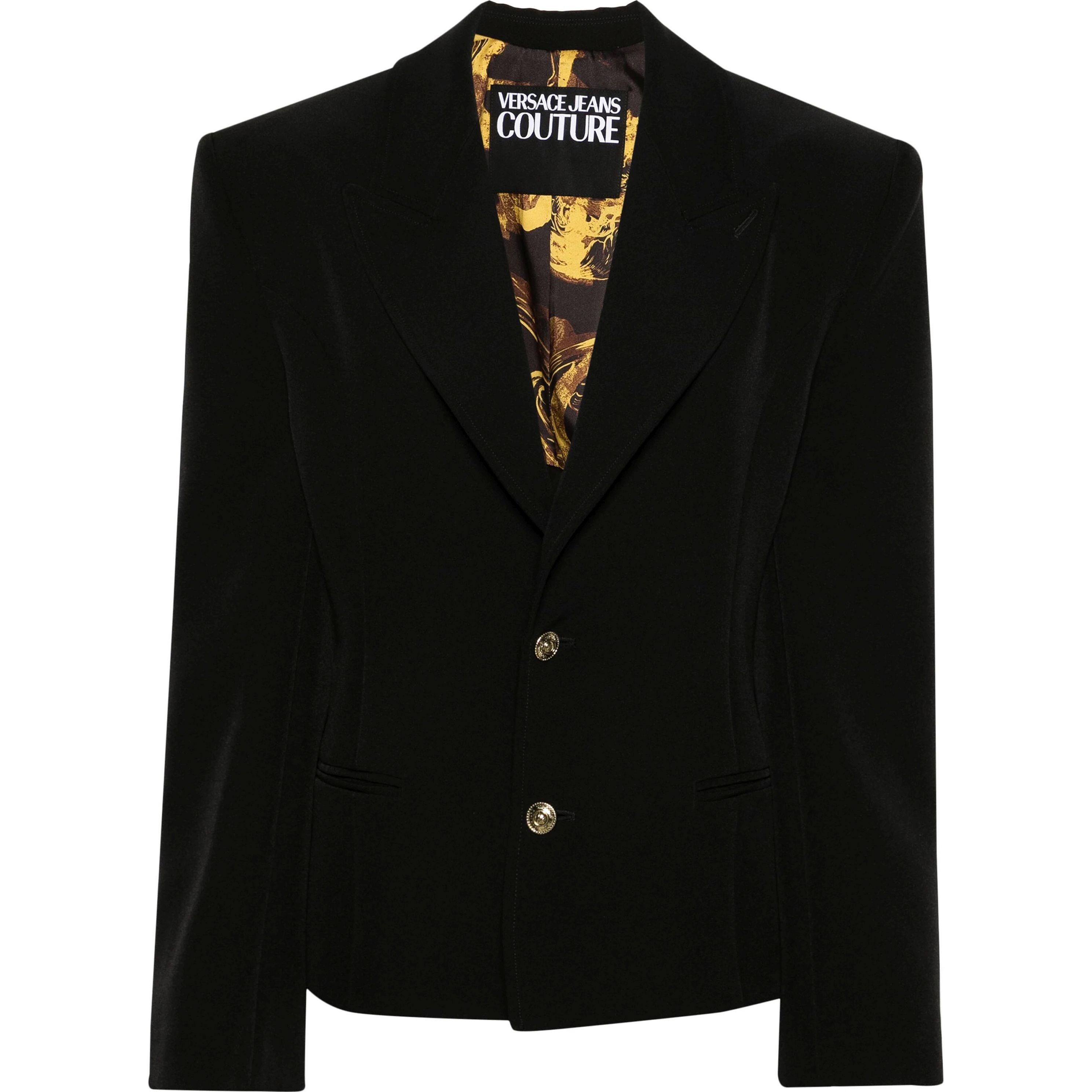 VERSACE JEANS CUTURE Švarkas, Juoda, Lace-up single-breasted blazer