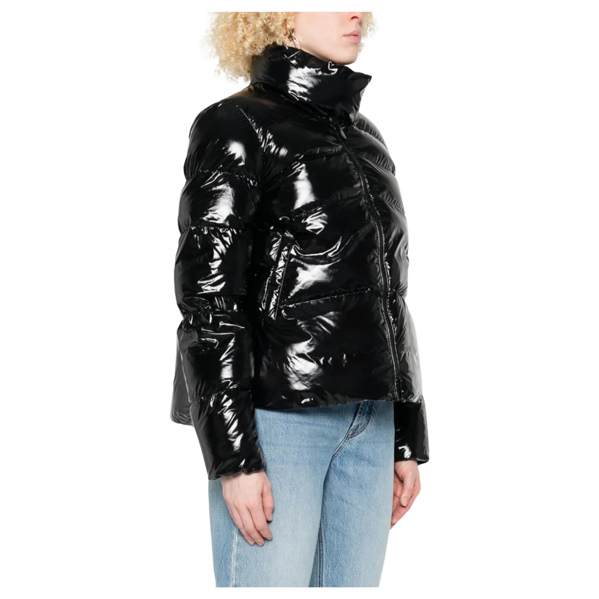 PINKO Pūkinė striukė moterims, Juoda, Mirco caban 2