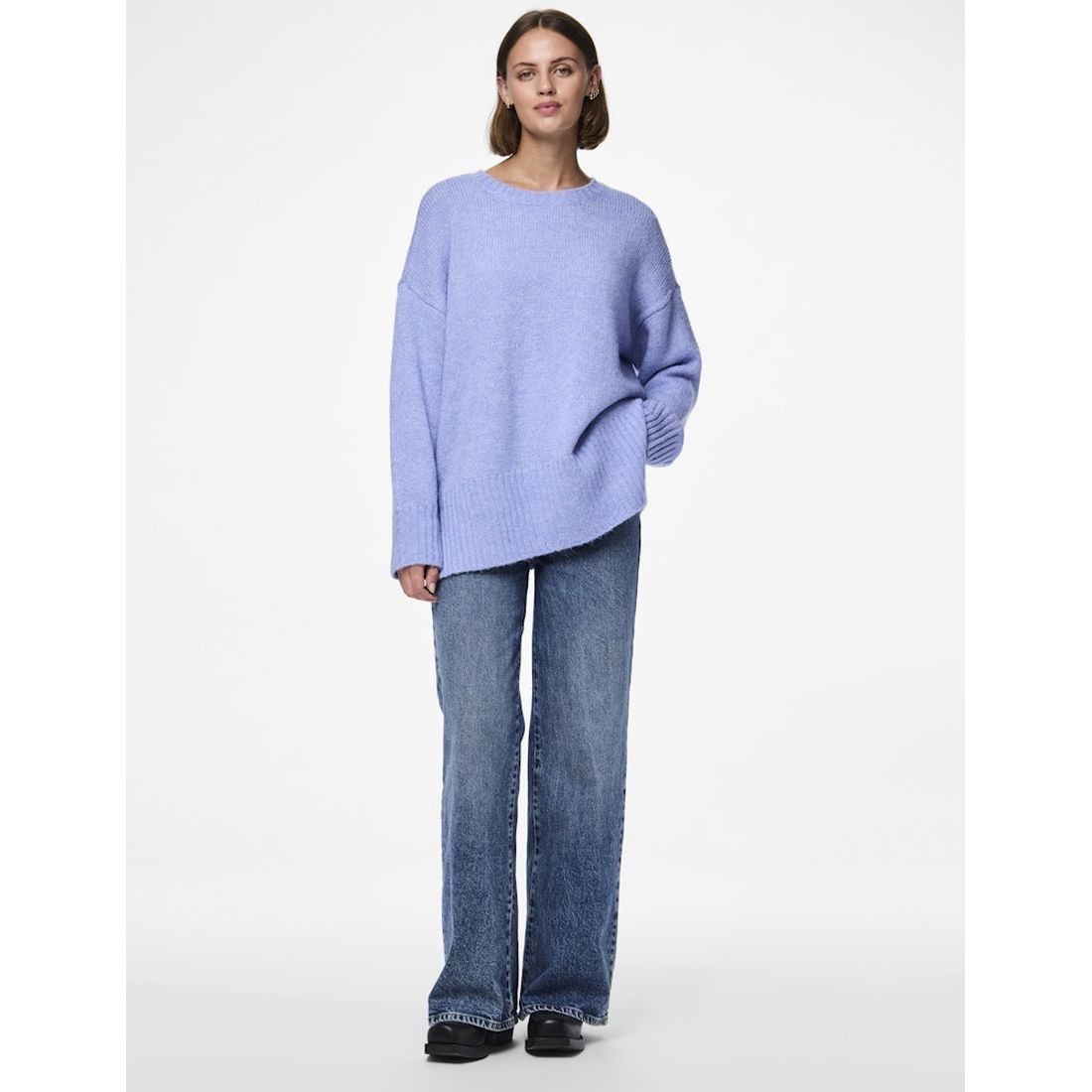 PIECES Megztinis moterims, Mėlyna, Nancy loose o-neck knit 7