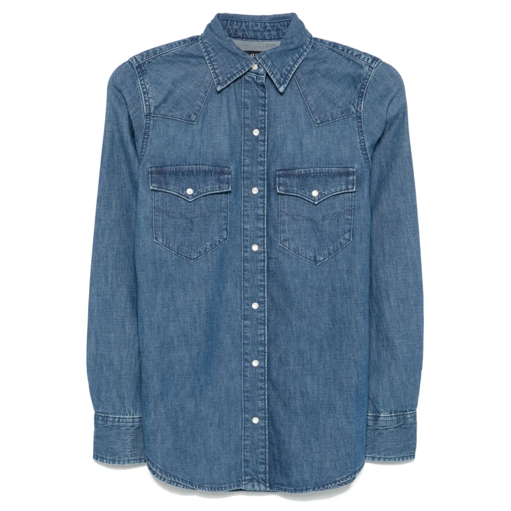 LAUREN RALPH LAUREN Marškiniai ilgomis rankovėmis moterims, Mėlyna, Long sleeve button front shirt 1