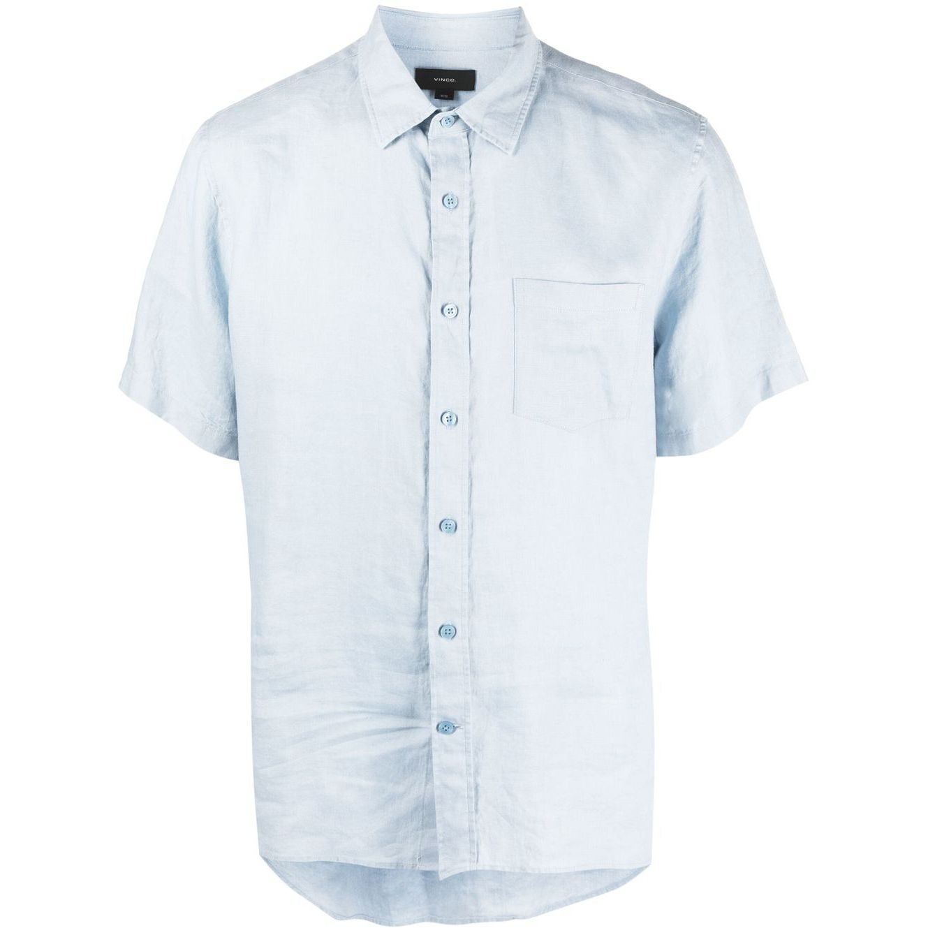 VINCE Marškiniai trump. rankovėmis vyrams, Mėlyna, Linen short sleeve shirt