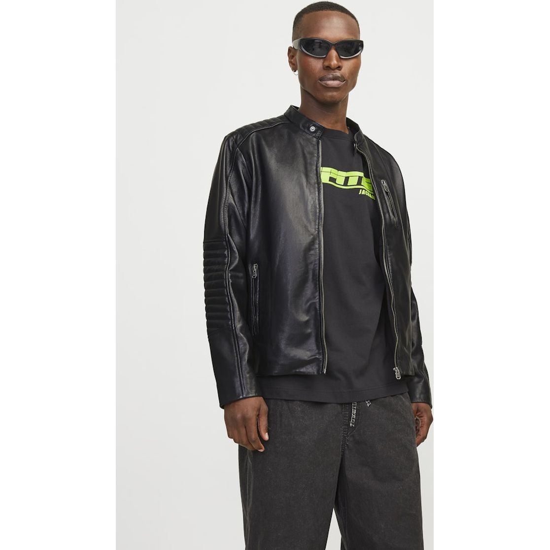 JACK & JONES Striukė vyrams, Juoda, JCOLIAM LEATHER JACKET 5