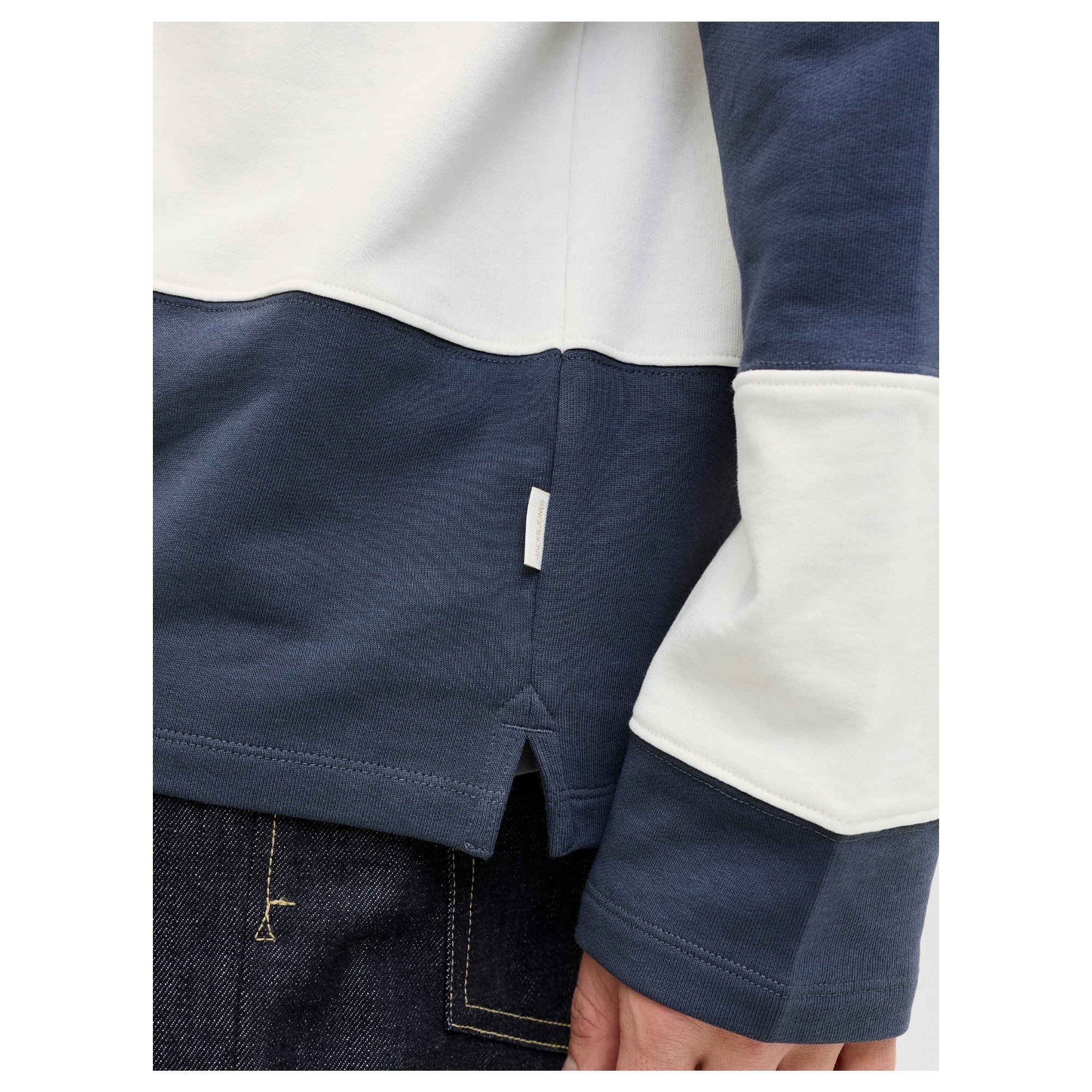 JACK & JONES Polo marškiniai ilgos rank. vyrams, Mėlyna, Upstate blocking sweat 3