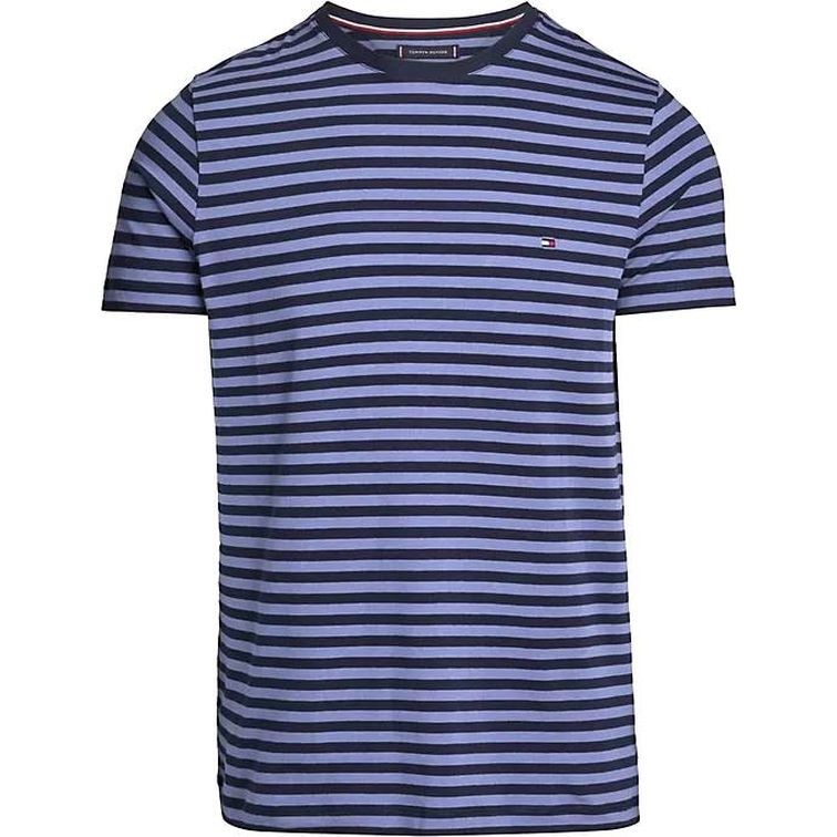 TOMMY HILFIGER Marškinėliai trump. rankovėmis vyrams, Mėlyna, Stretch slim fit tee