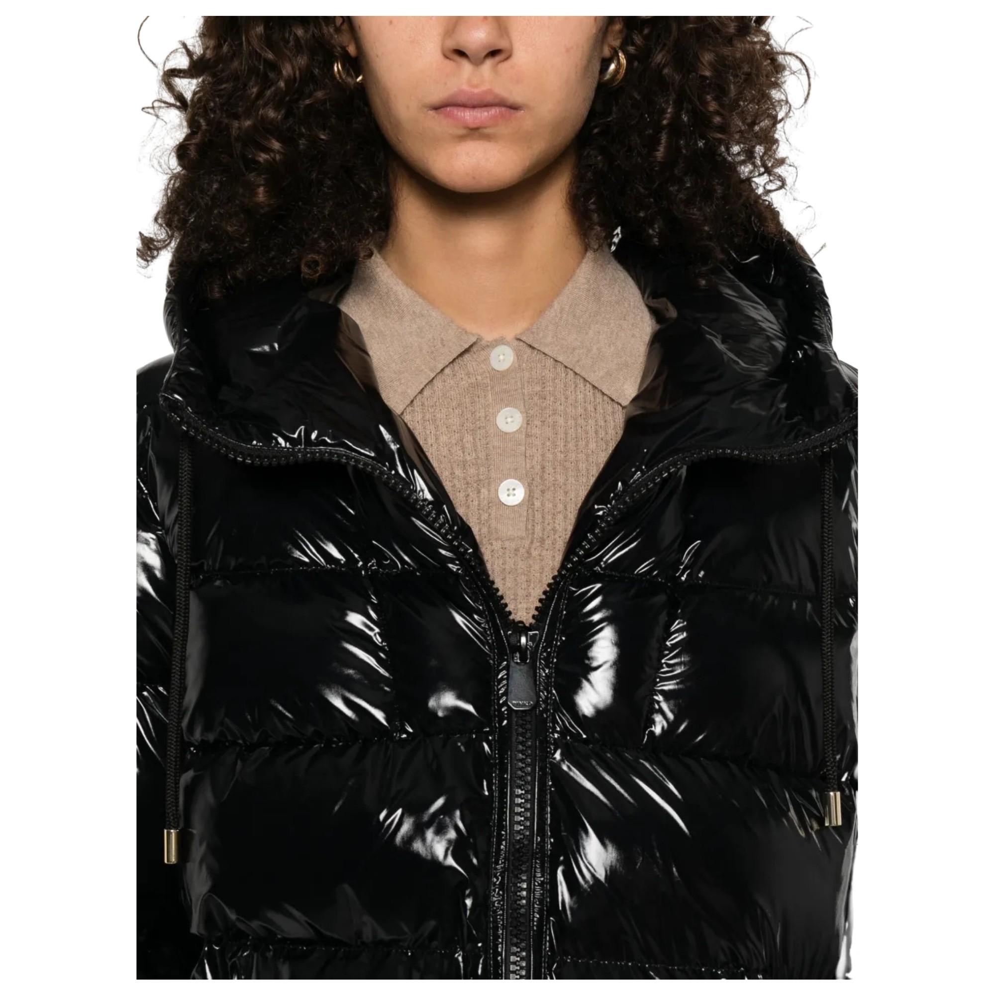 PINKO Pūkinė striukė moterims, Juoda, Eleodoro caban 4