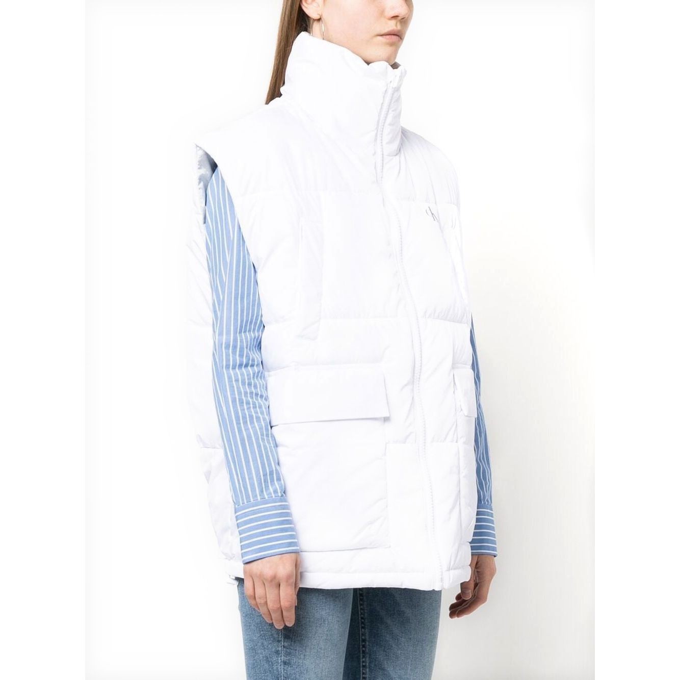 CALVIN KLEIN JEANS Pūkinė liemenė moterims, Balta, Reversible vest 2