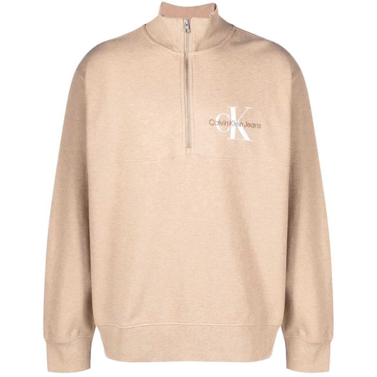 CALVIN KLEIN JEANS Bomberis vyrams, Smėlio, Monologo waffle bomber 1