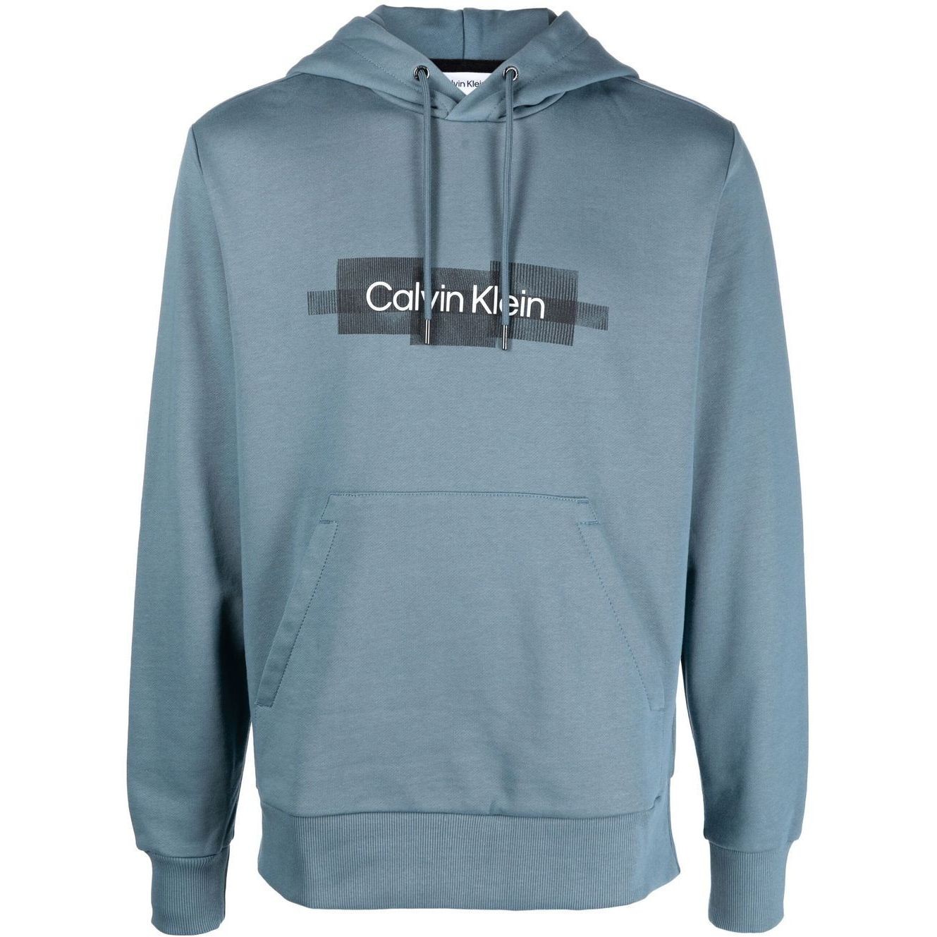 CALVIN KLEIN Džemperis vyrams, Pilka, Box striped logo hoodie 1