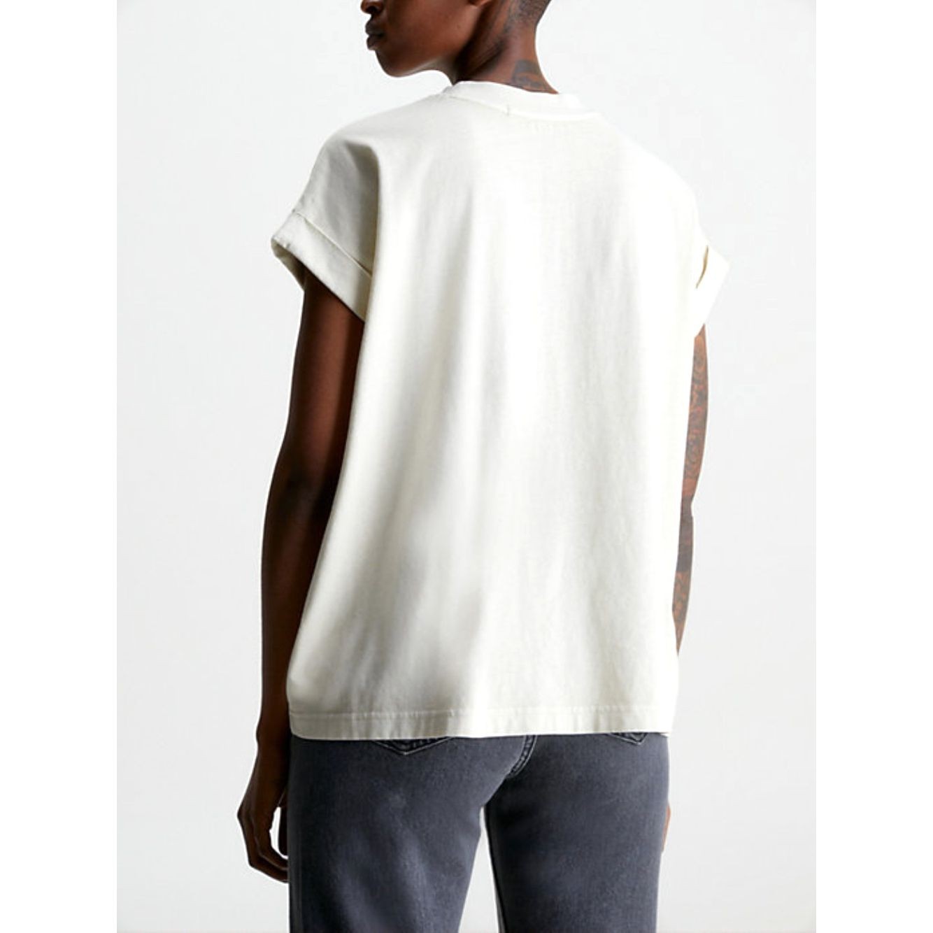 CALVIN KLEIN JEANS Marškinėliai trump. rankovėmis moterims, Smėlio, Mineral dye tee 3