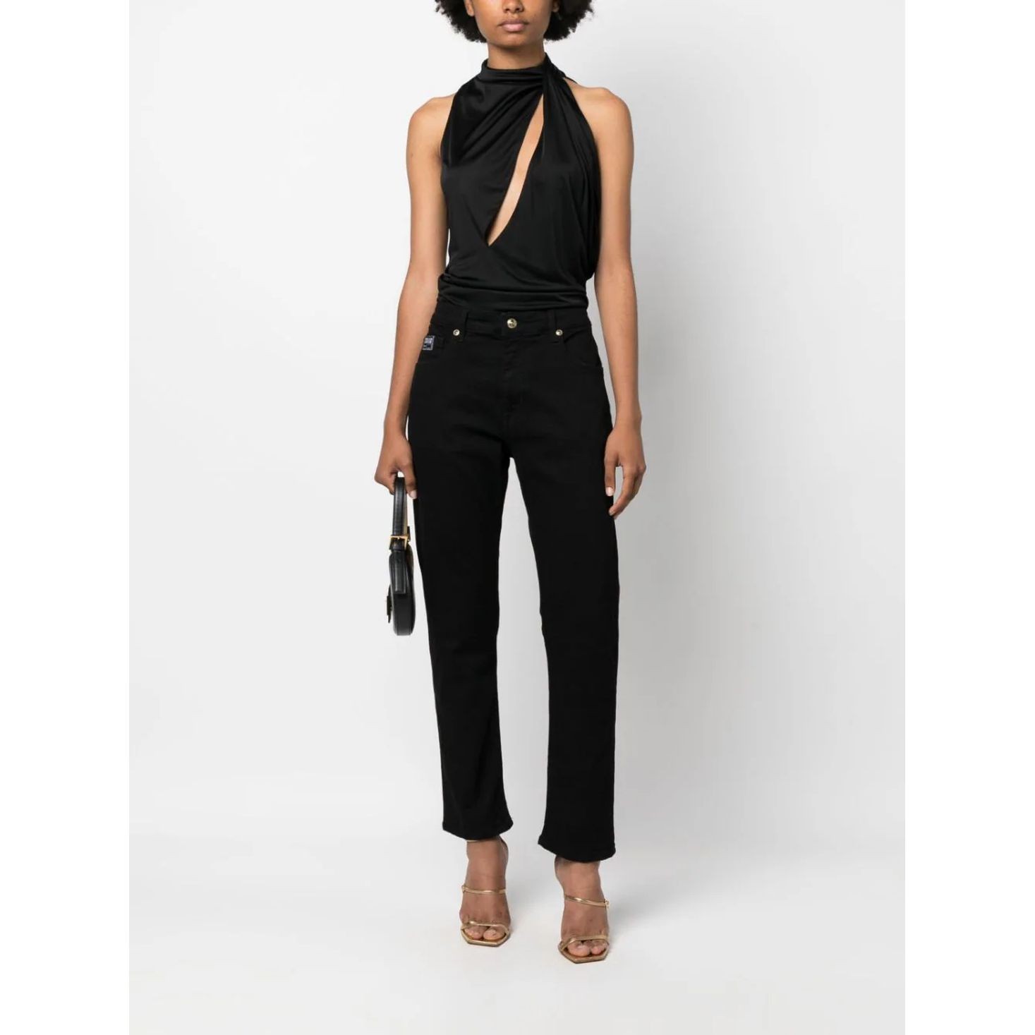 VERSACE JEANS CUTURE Aptempti džinsai moterims, Juoda, C boy slim jeans 2