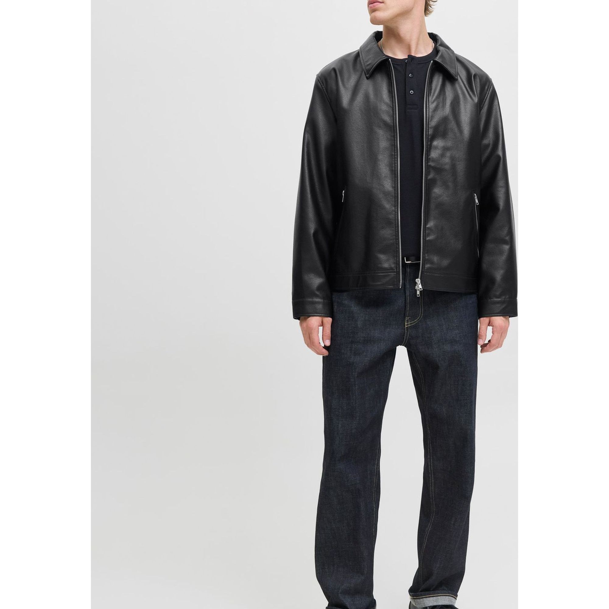 JACK & JONES Odinė striukė vyrams, Juoda, Casablanca pu 5