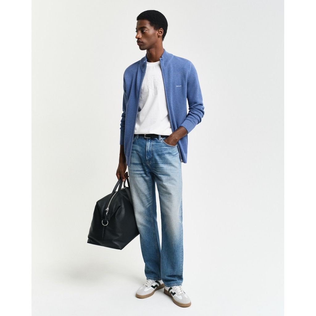 GANT Kardiganas vyrams, Mėlyna, COTTON PIQUE ZIP CARDIGAN 5