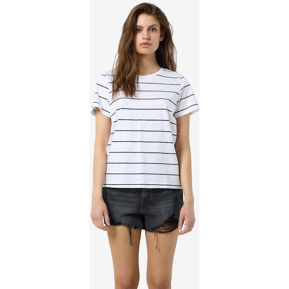 NOISY MAY Marškinėliai moterims, Balta, Nmstripe t-shirts 5