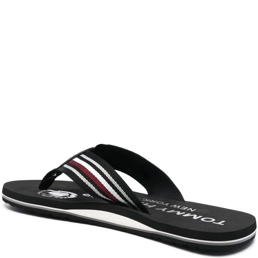 TOMMY HILFIGER Pliažo šlepetės per pirštą vyrams, Juoda, CORPORATE STRIPES BEACH SANDAL 3