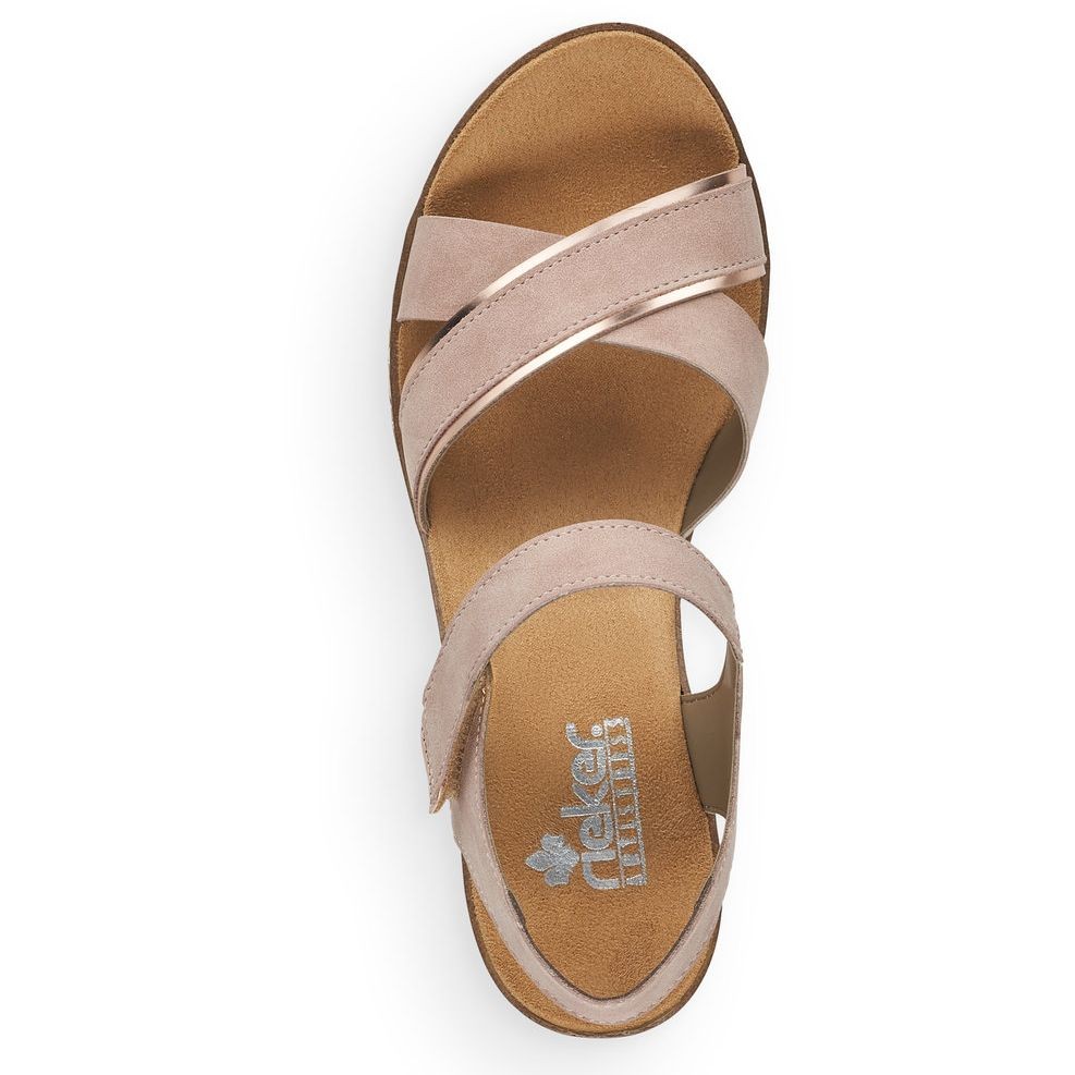 RIEKER Basutės moterims, Smėlio, SANDALS 4