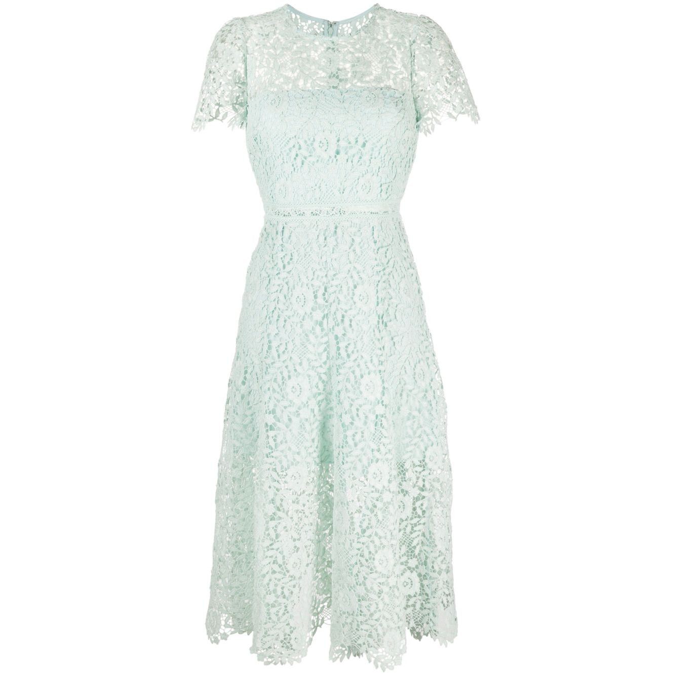 SELF PORTRAIT Midi suknelė moterims, Mėlyna, Blue rose lace midi dress 1